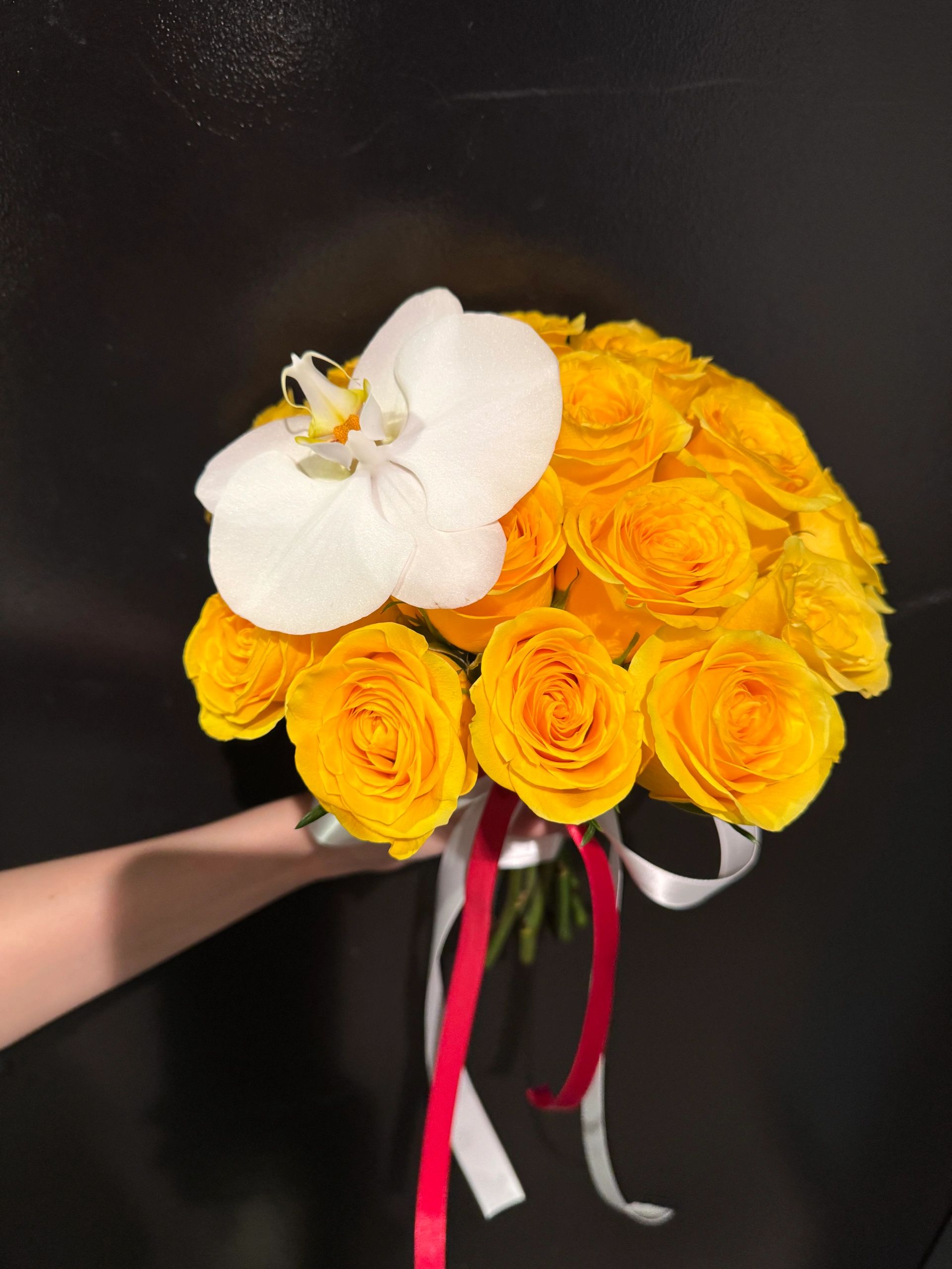 Yellow Roses & Phalaenopsis Orchids