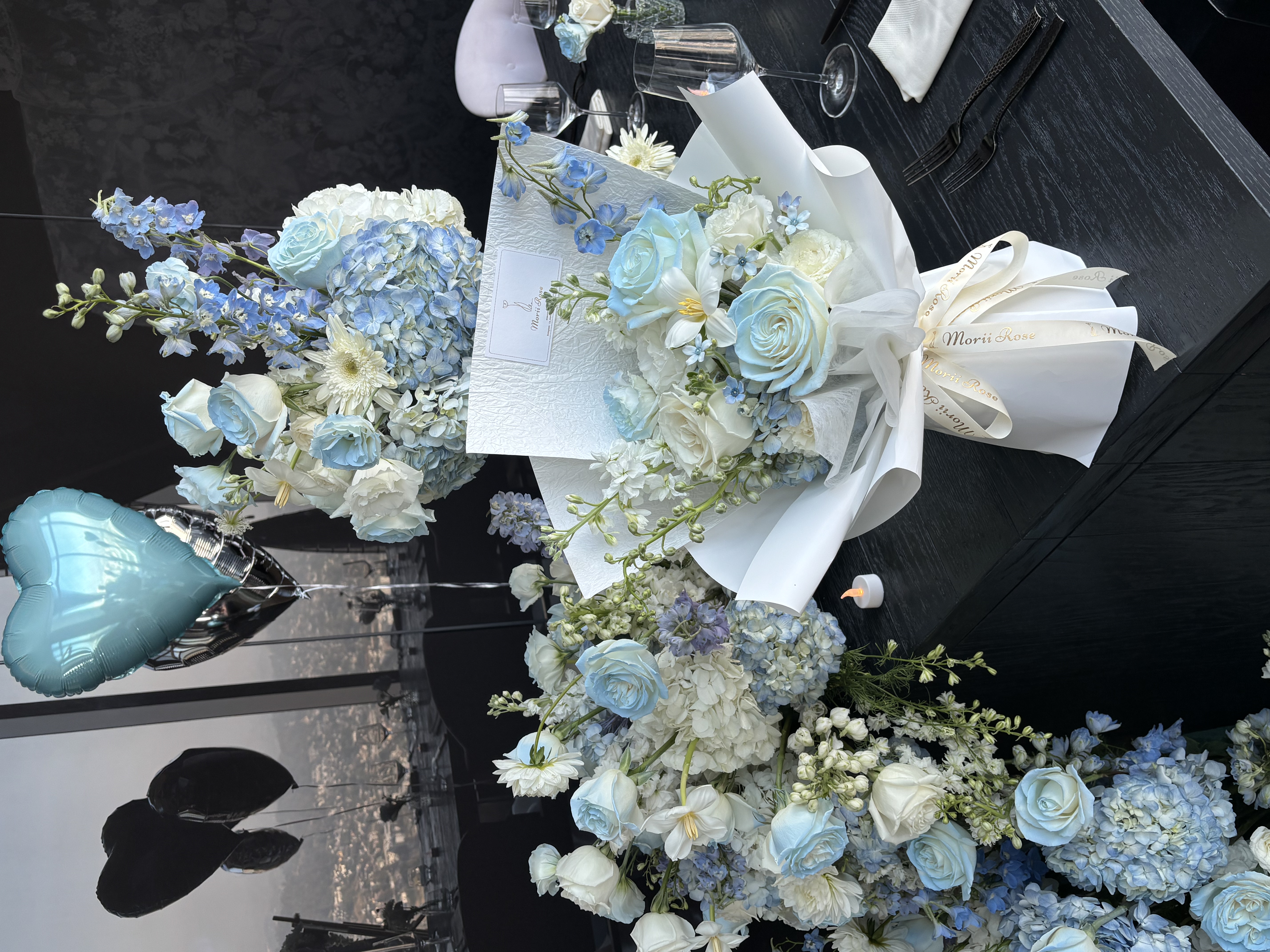 Shattered Ice Blue Floral Decor