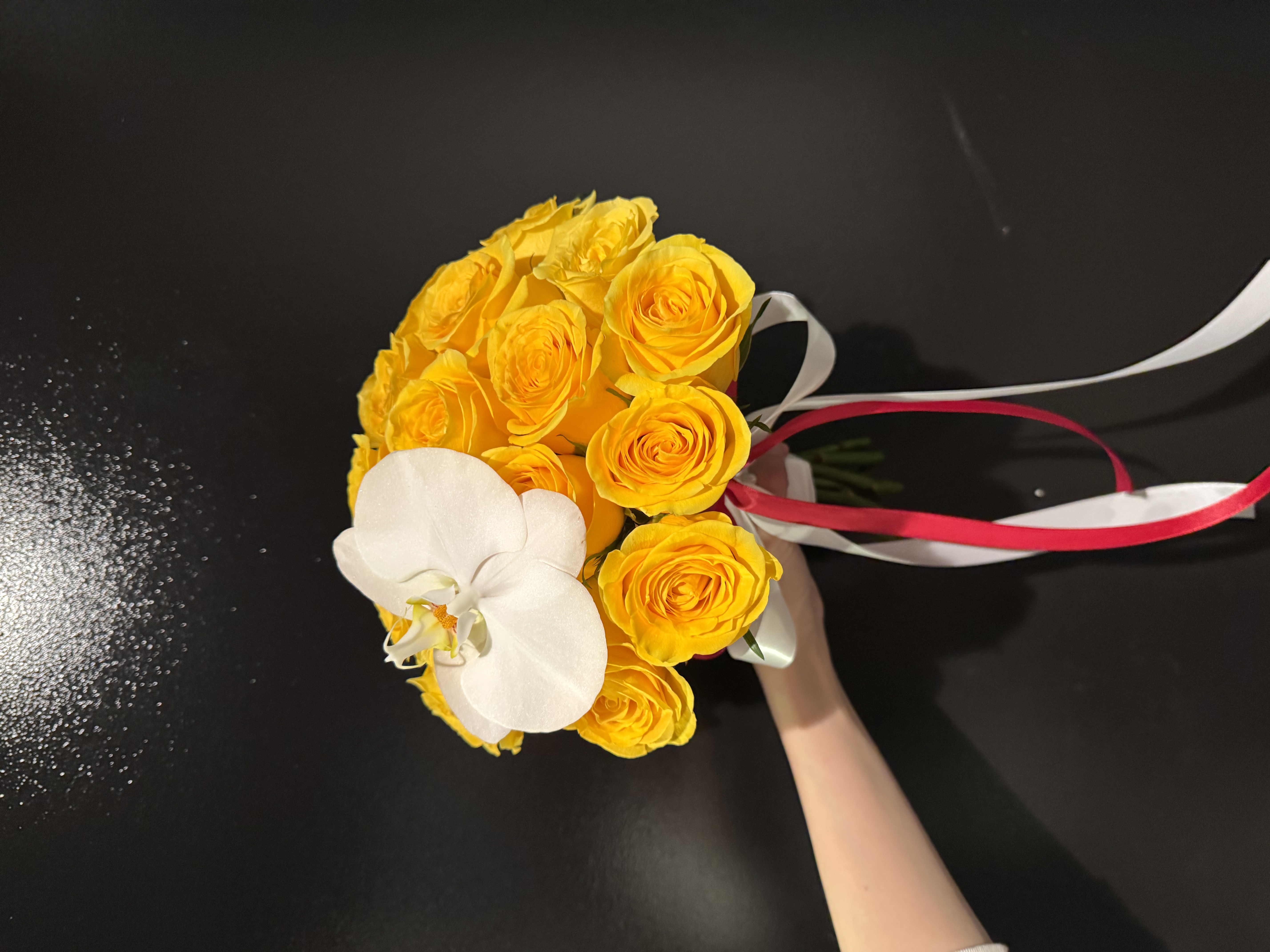 Yellow Roses & Phalaenopsis Orchids