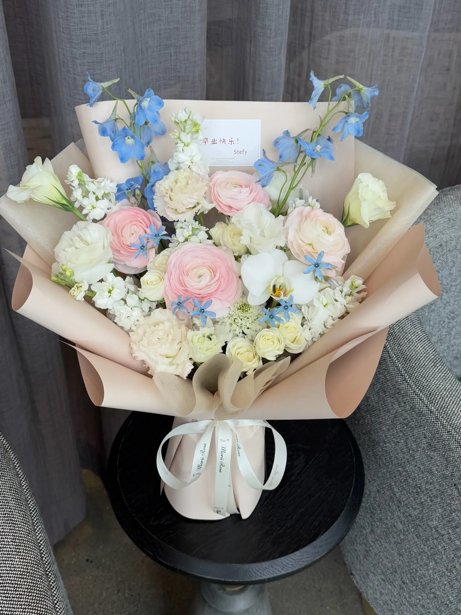 Ranunculu Pink and Blue Bouquet