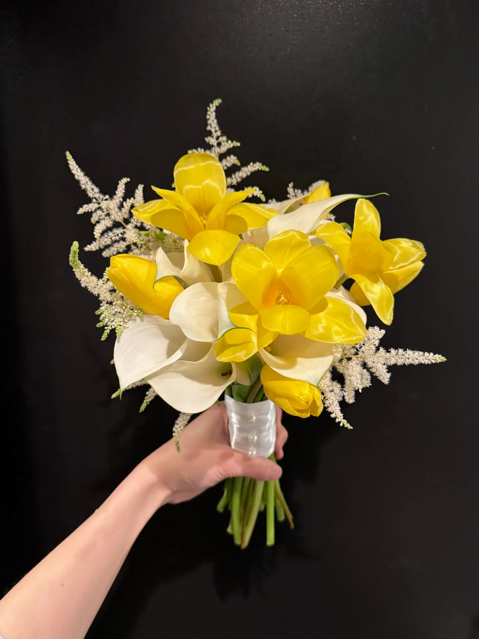Yellow Tulip, Calla Lily & Astilbe