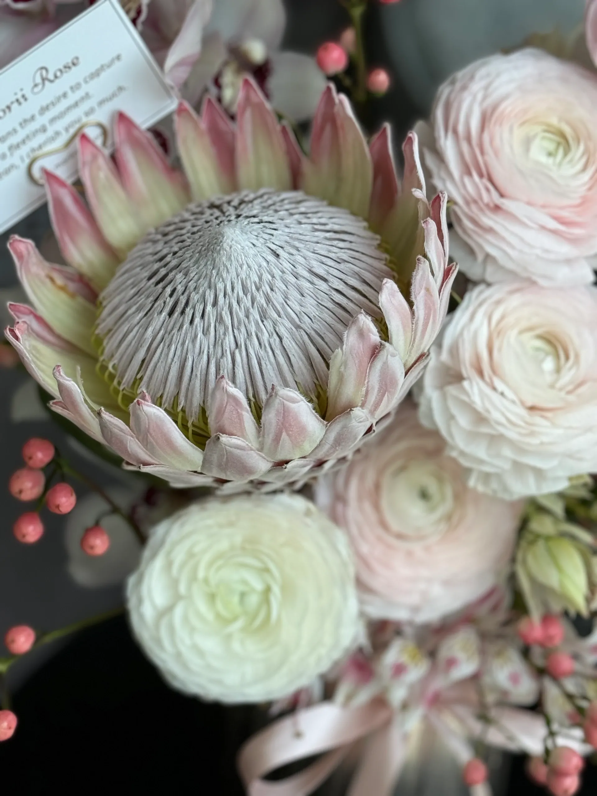 Pink King Protea &Ranunculus Bucket