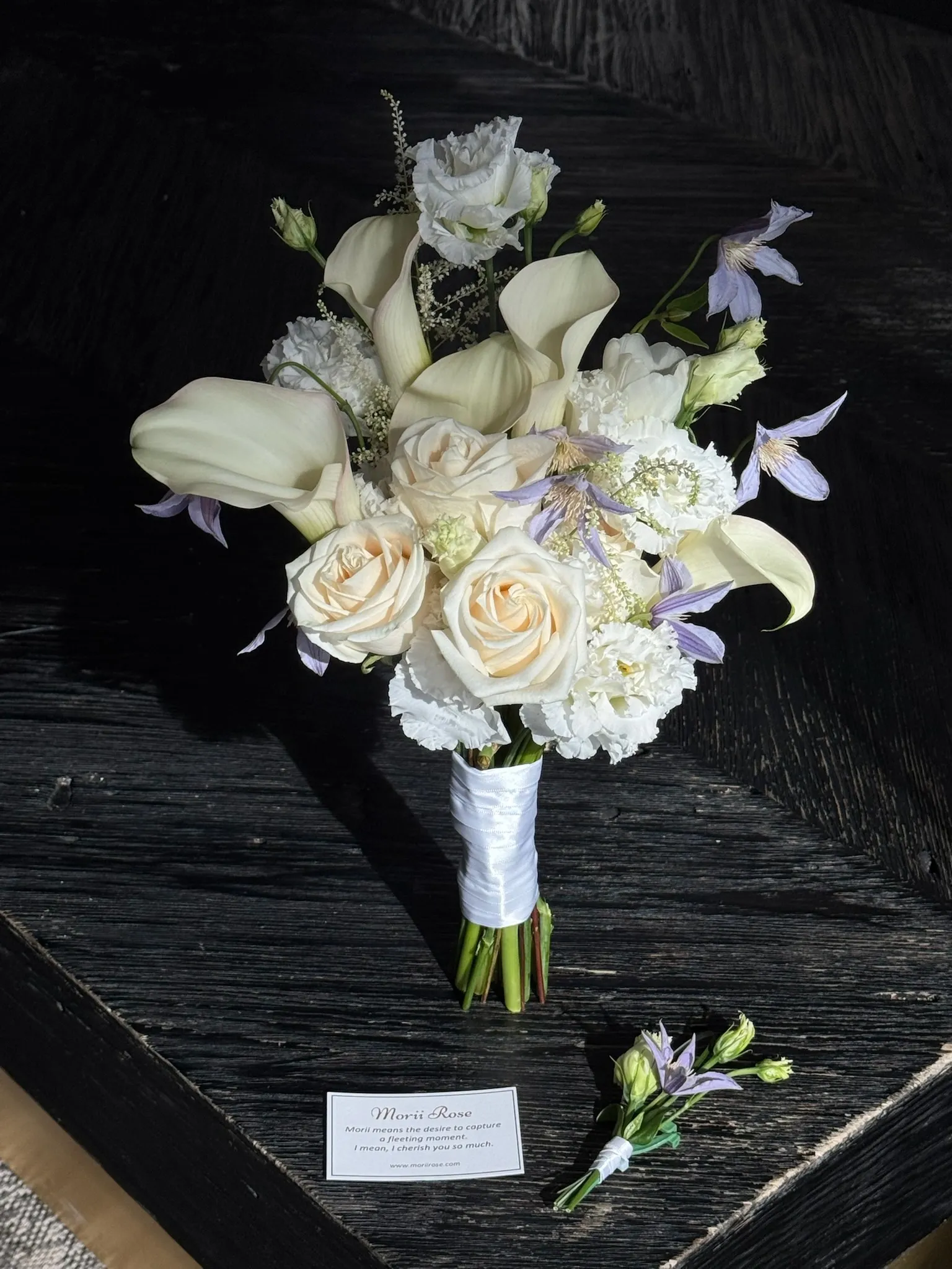 Clematis and Calla Lily Hand-tied Bouquet