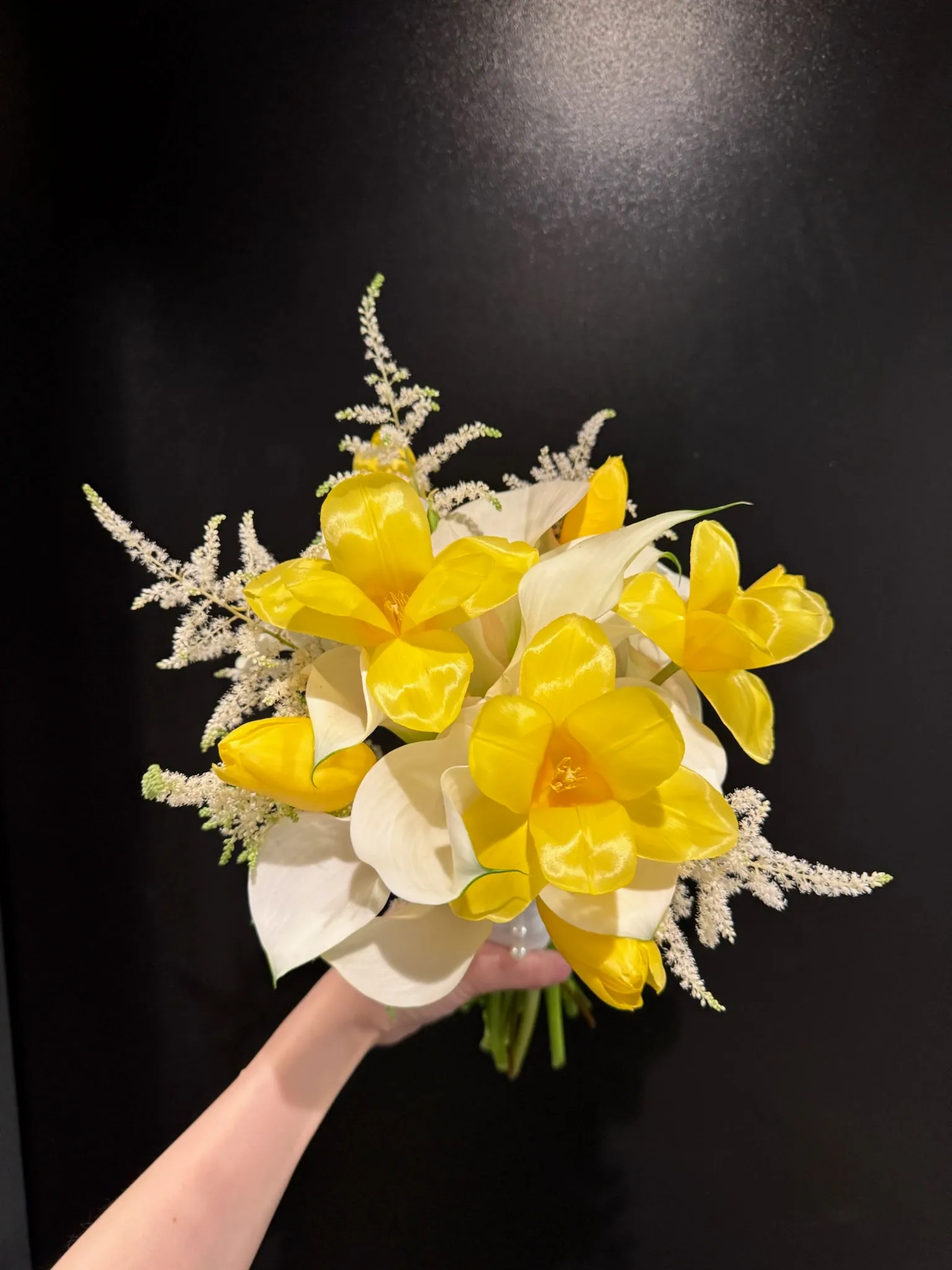 Yellow Tulip, Calla Lily & Astilbe