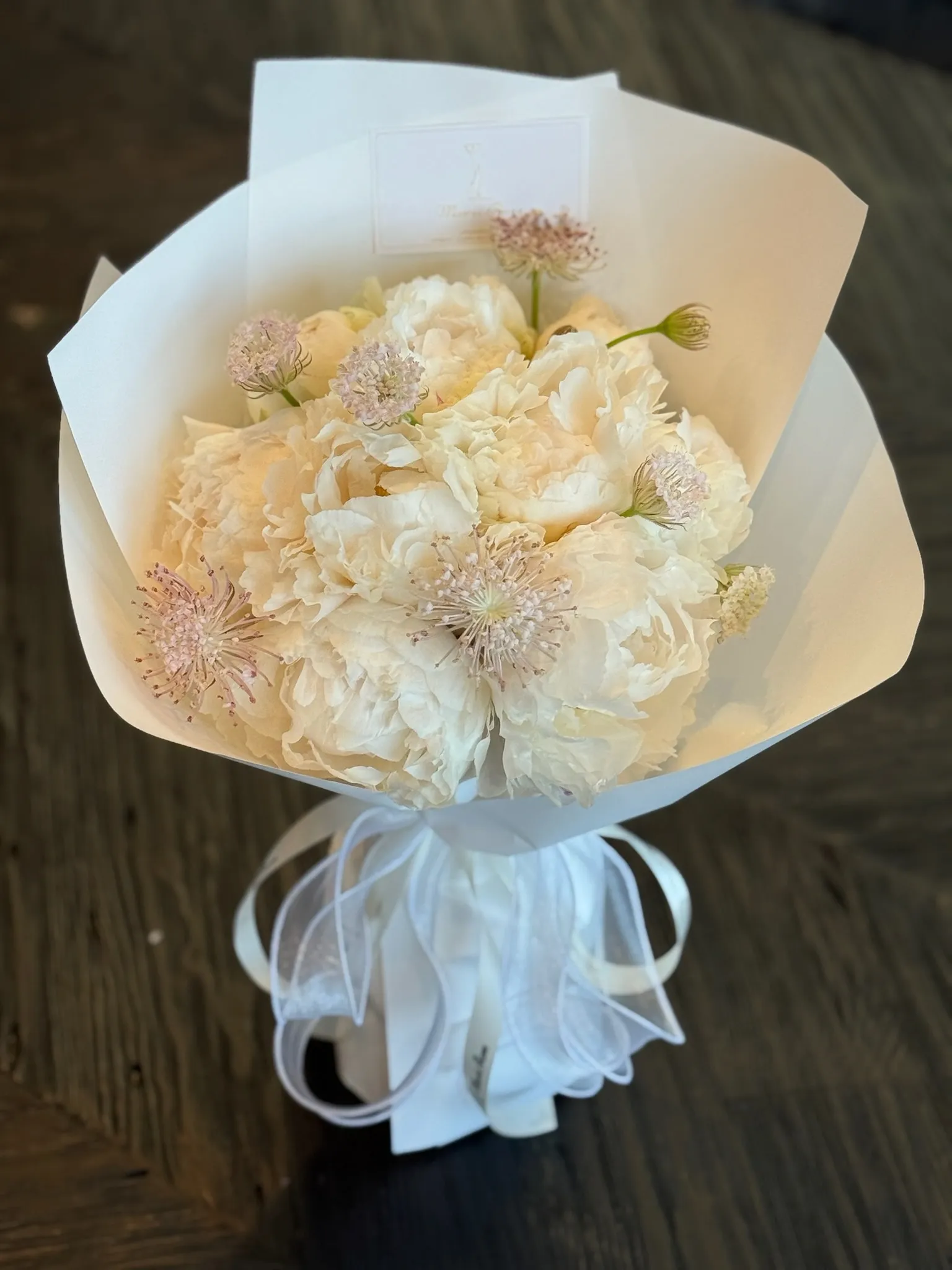 Peony and Purple Lace Flower Bouquet