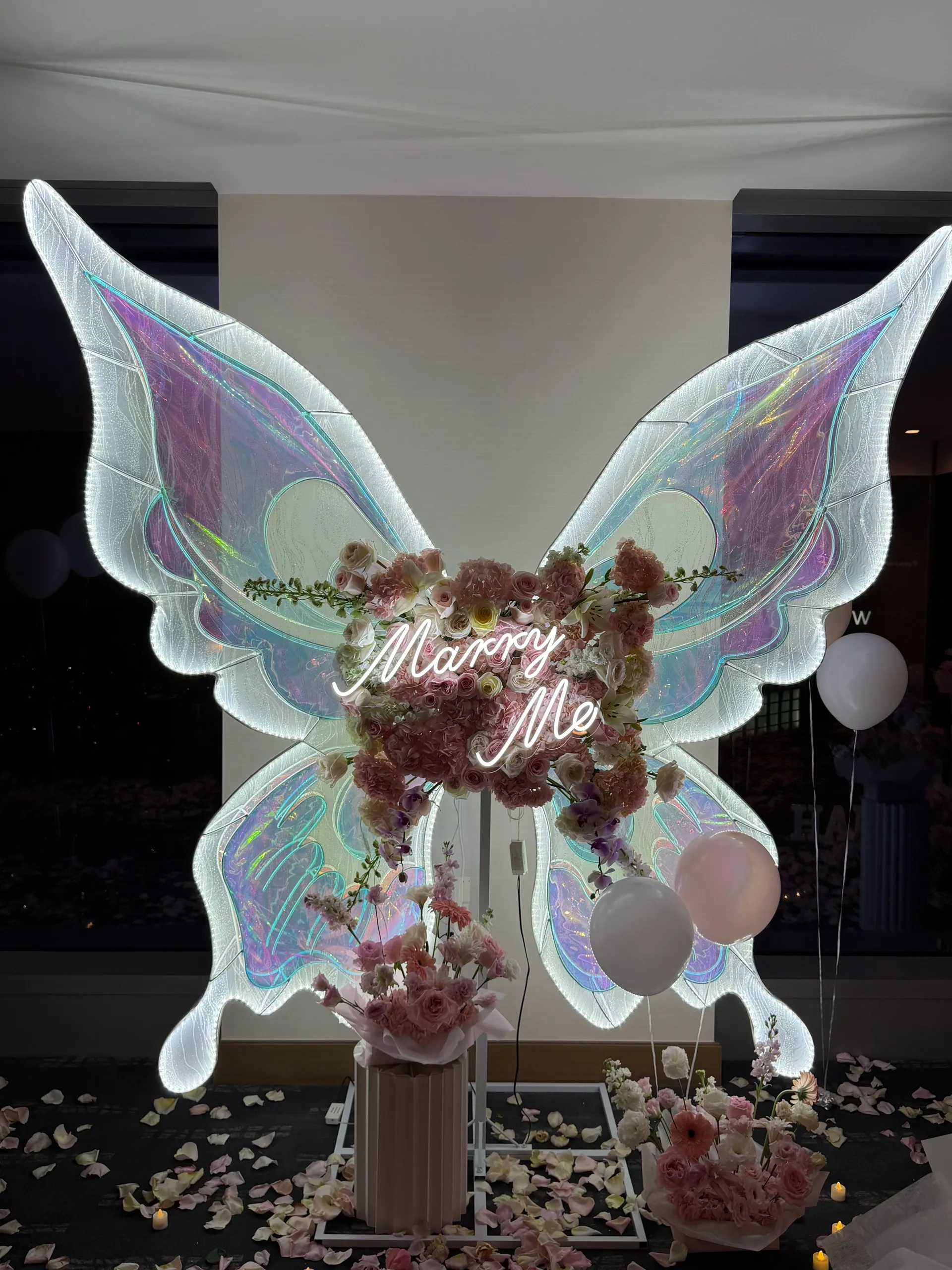 Pink & White Butterfly Themed Birthday & Proposal Setup