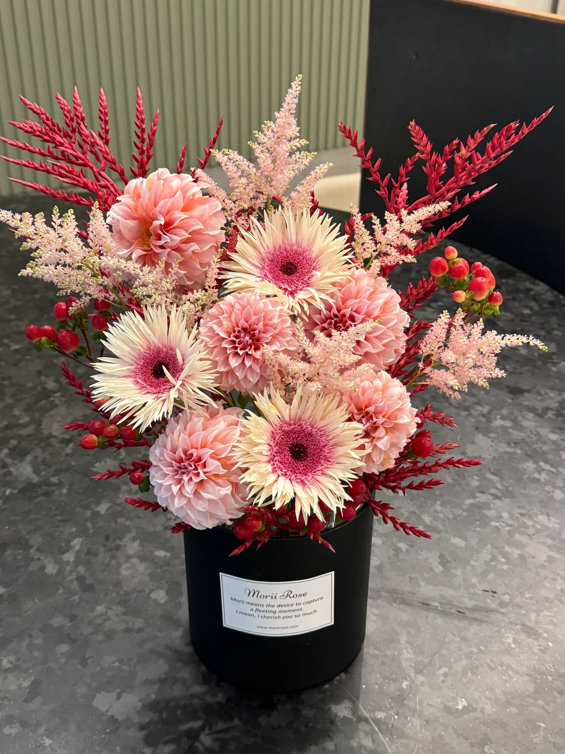 Pink Dahlia &Gerbera Hug Bucket